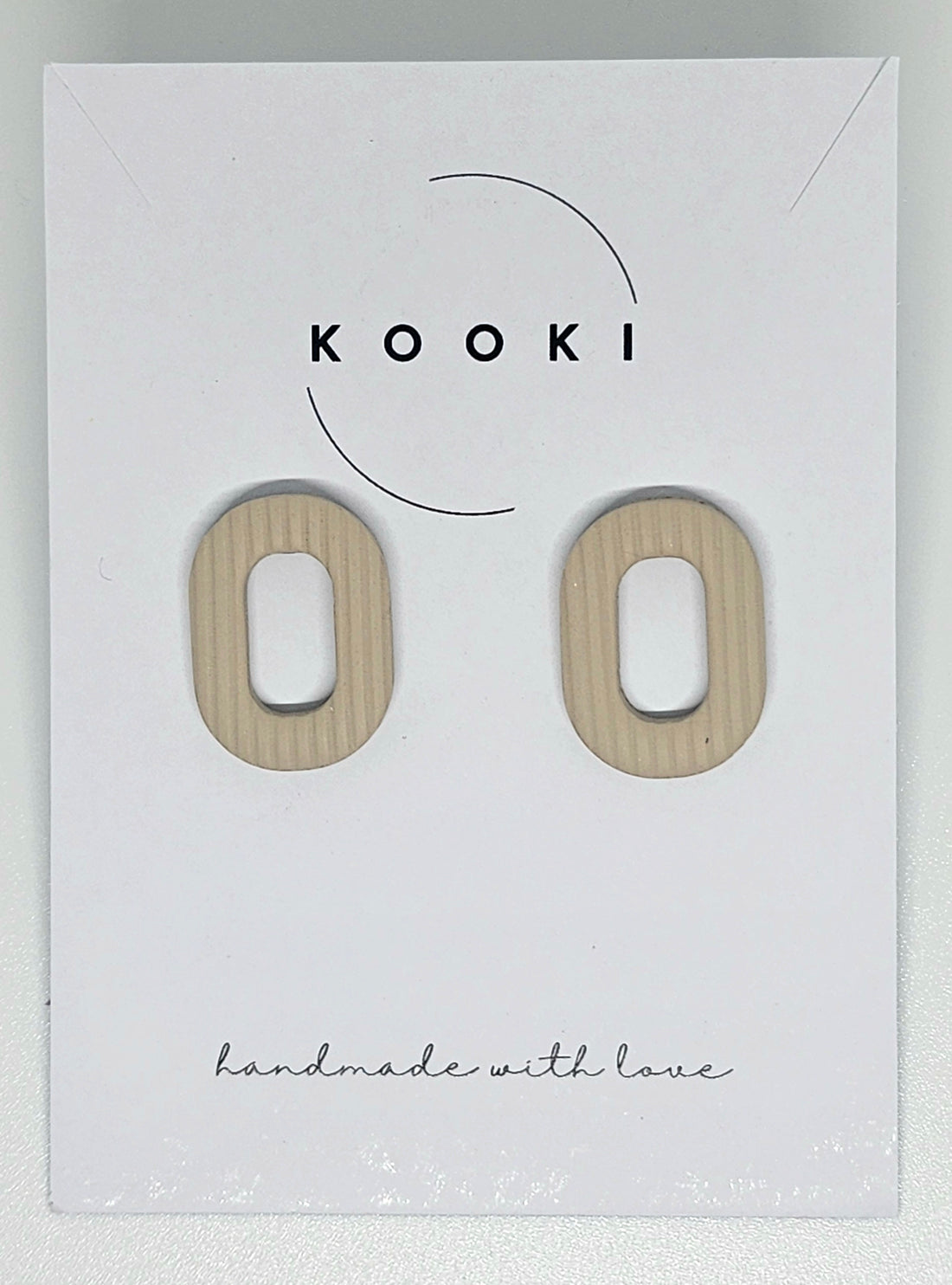 Beige Oval Studs