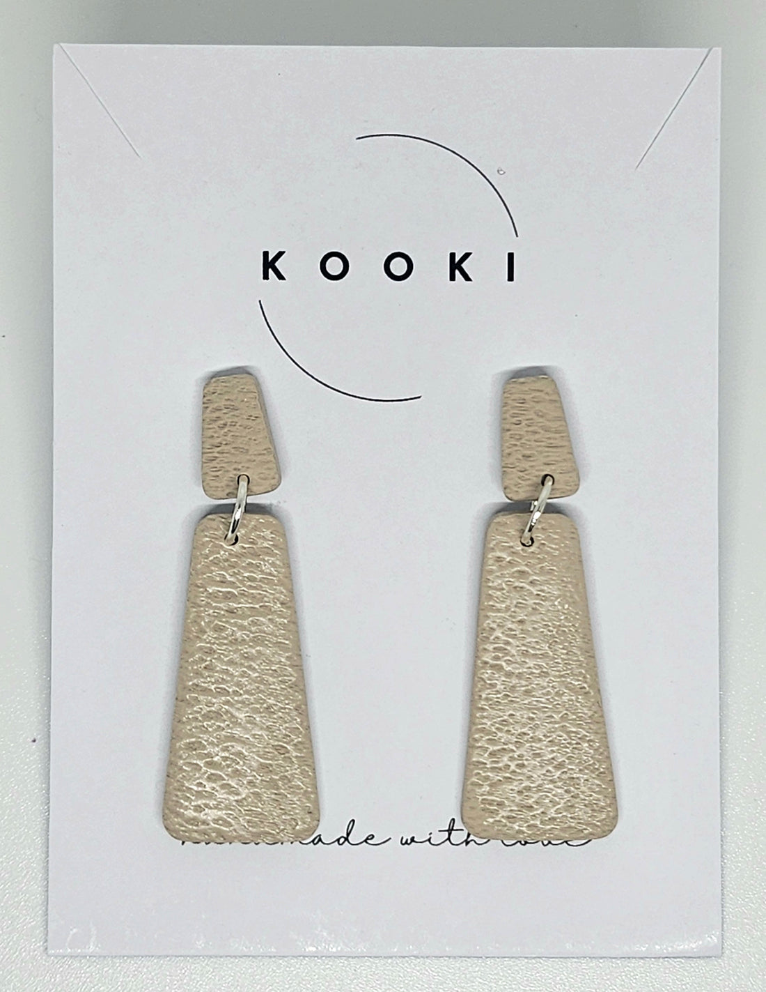 Textured Beige Rectangle Dangles