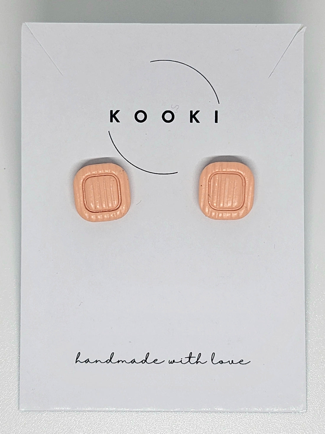 Peach Square Studs