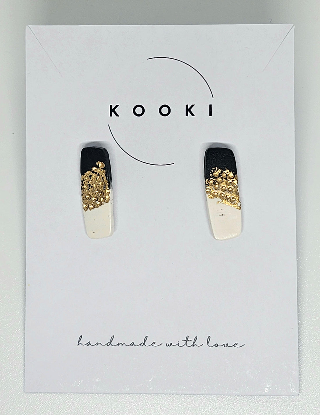 Black Glitter Rectangle Studs
