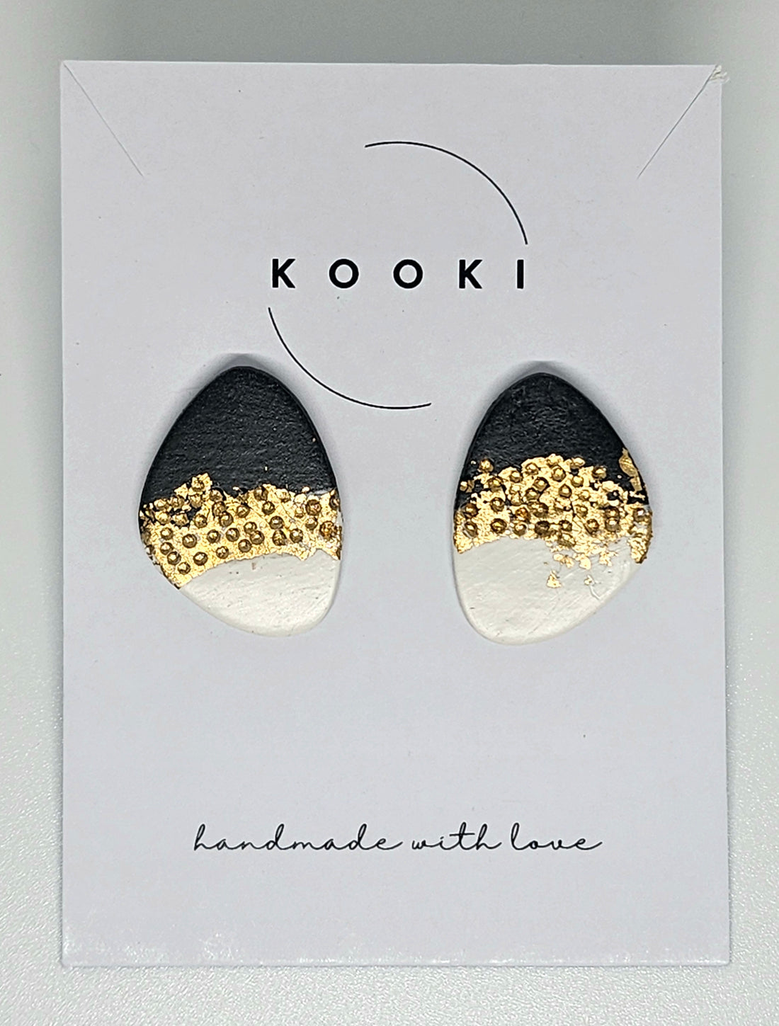 Black White Glitter Studs