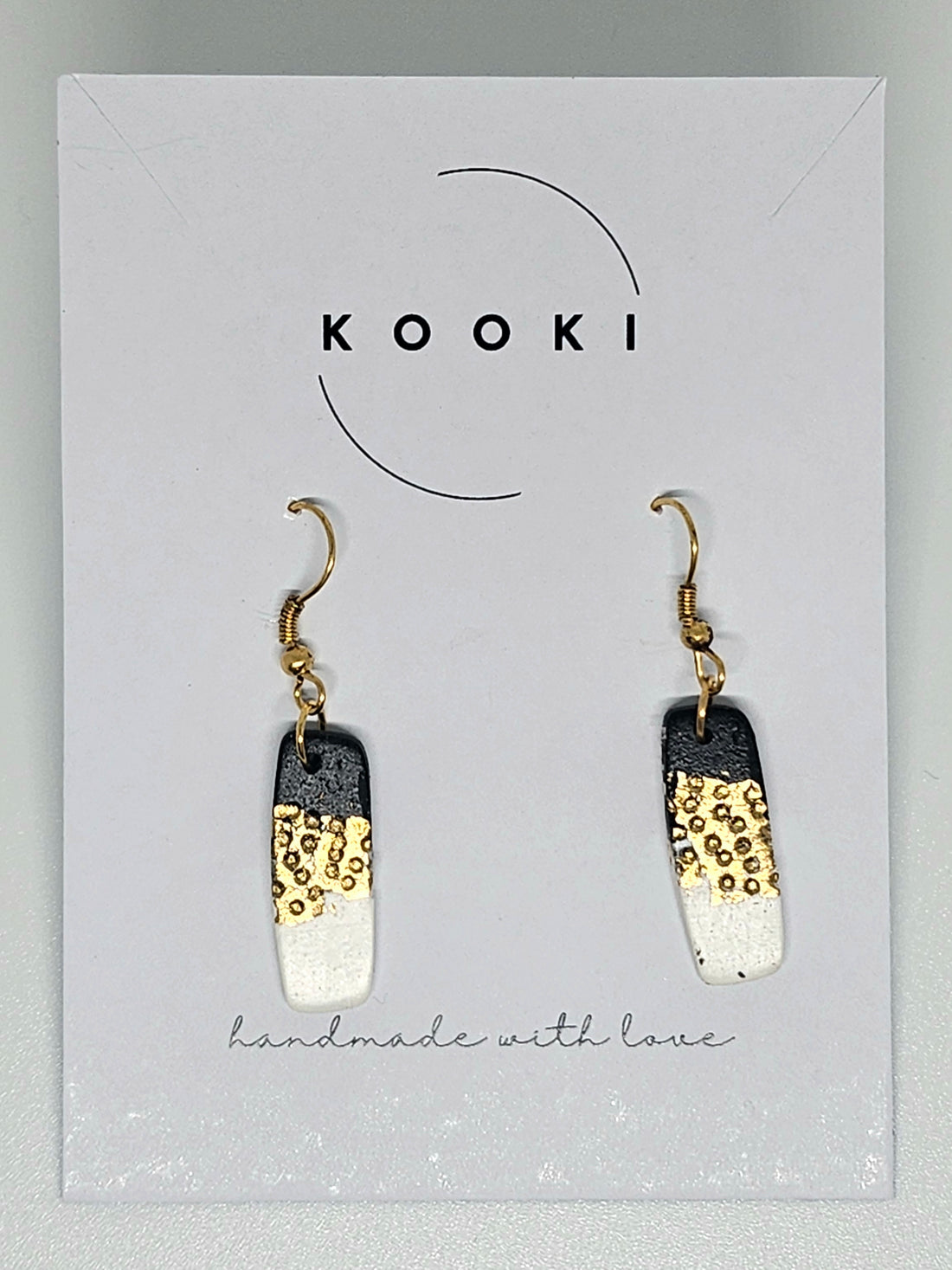 Black Glitter Rectangle Earrings