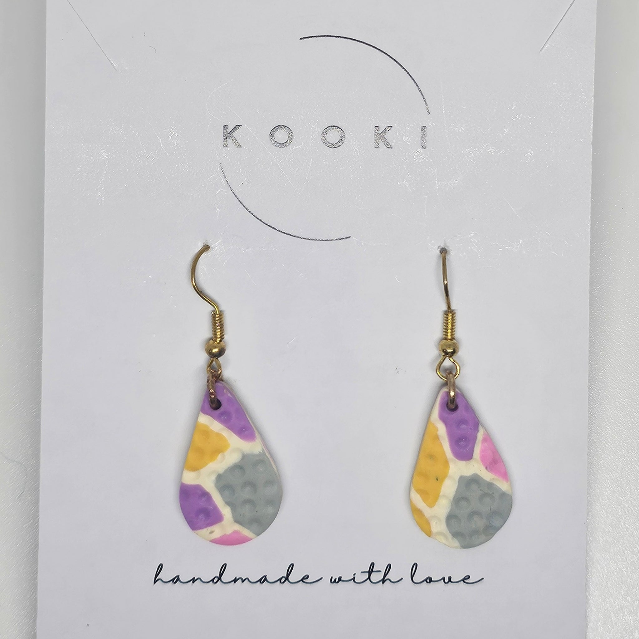 Pink Yellow Mosaic Textured earrings