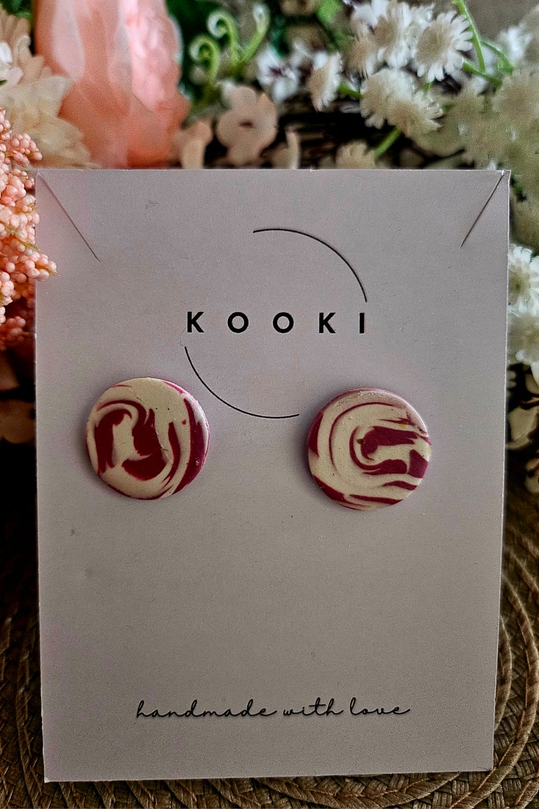 Pink Marble Round Studs