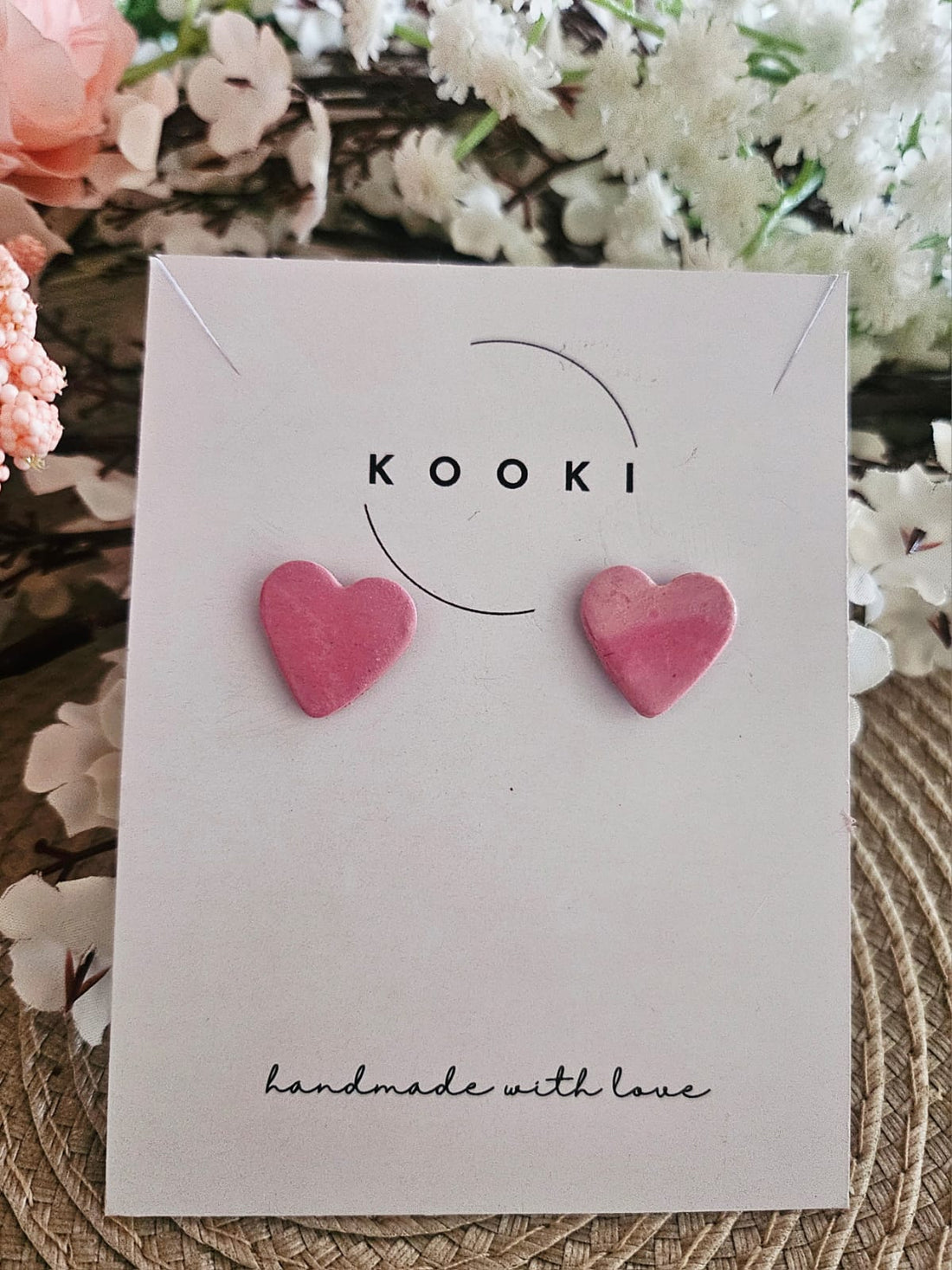 Pink heart Studs