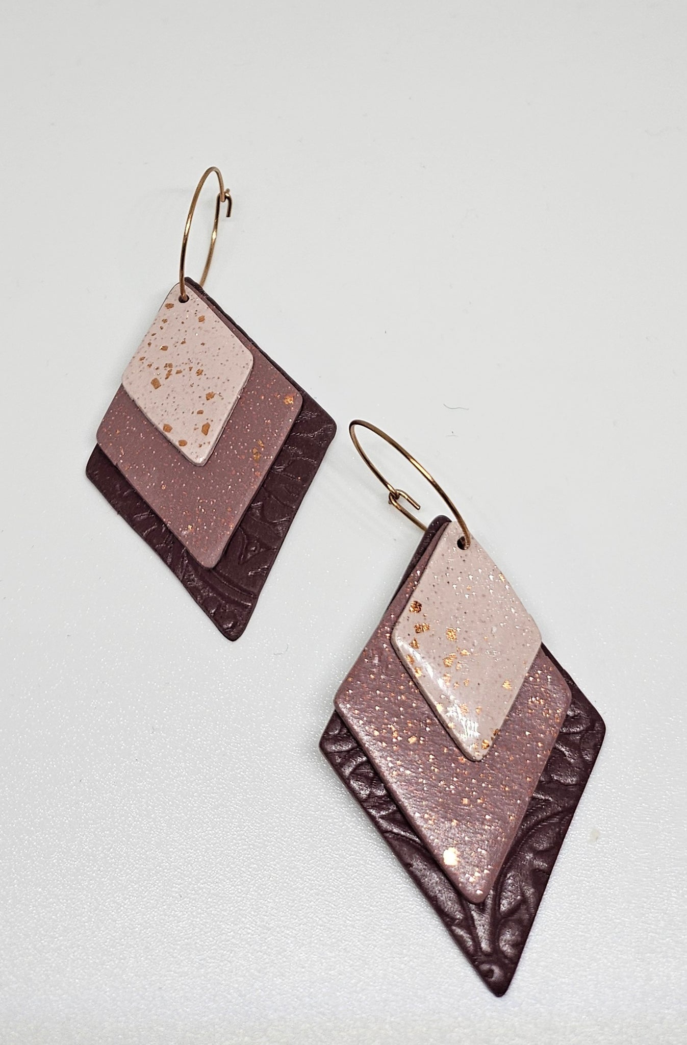 Neutral textured diamond hoops