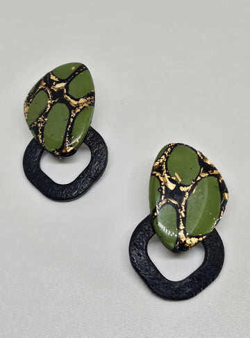 Green Black diamond Studs