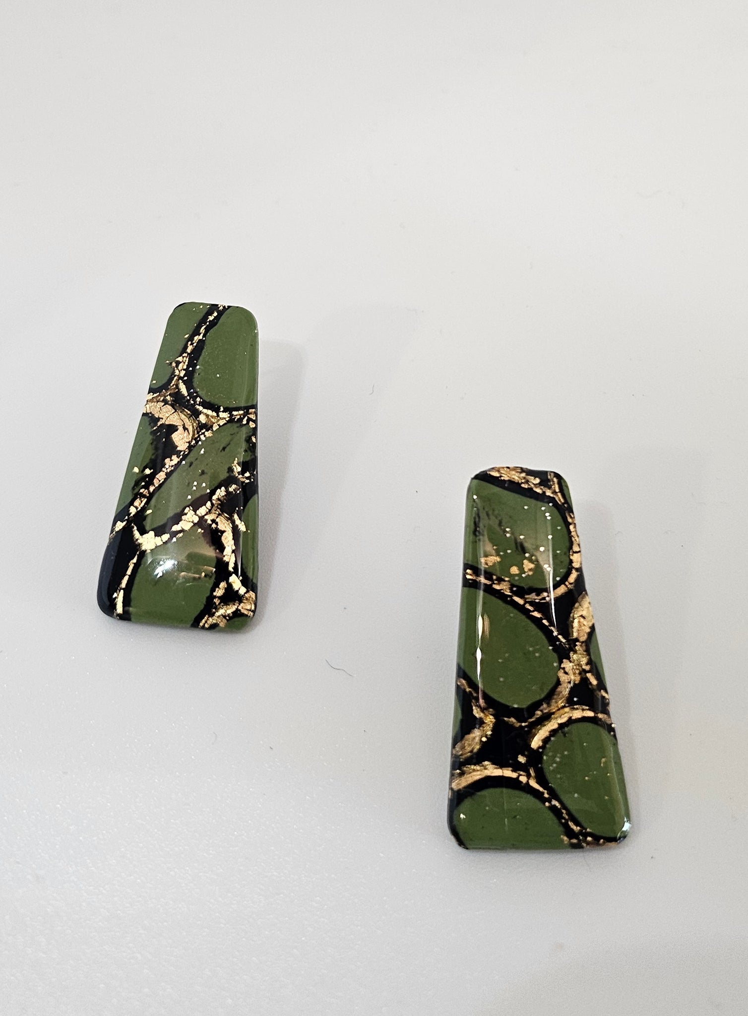 Green Black Rectangle Studs