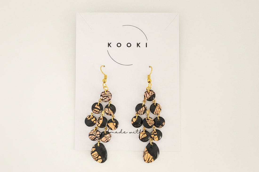 Black & Gold Chandelier Dangle Earrings