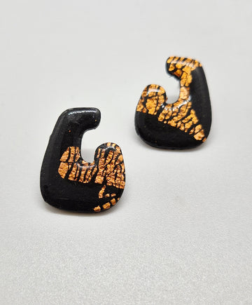 Black & Gold Organic Arch Statement Earrings