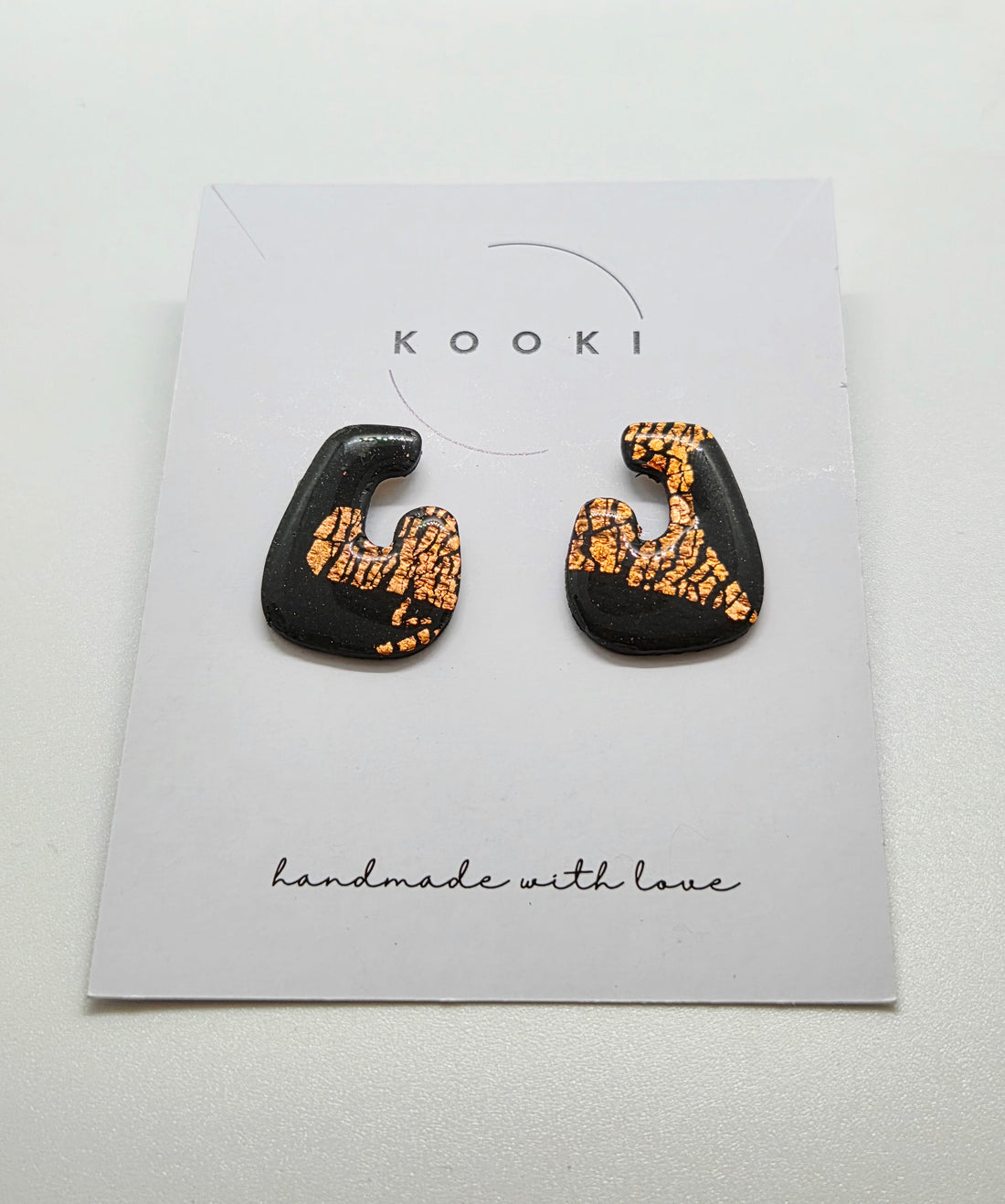 Black & Gold Organic Arch Statement Earrings