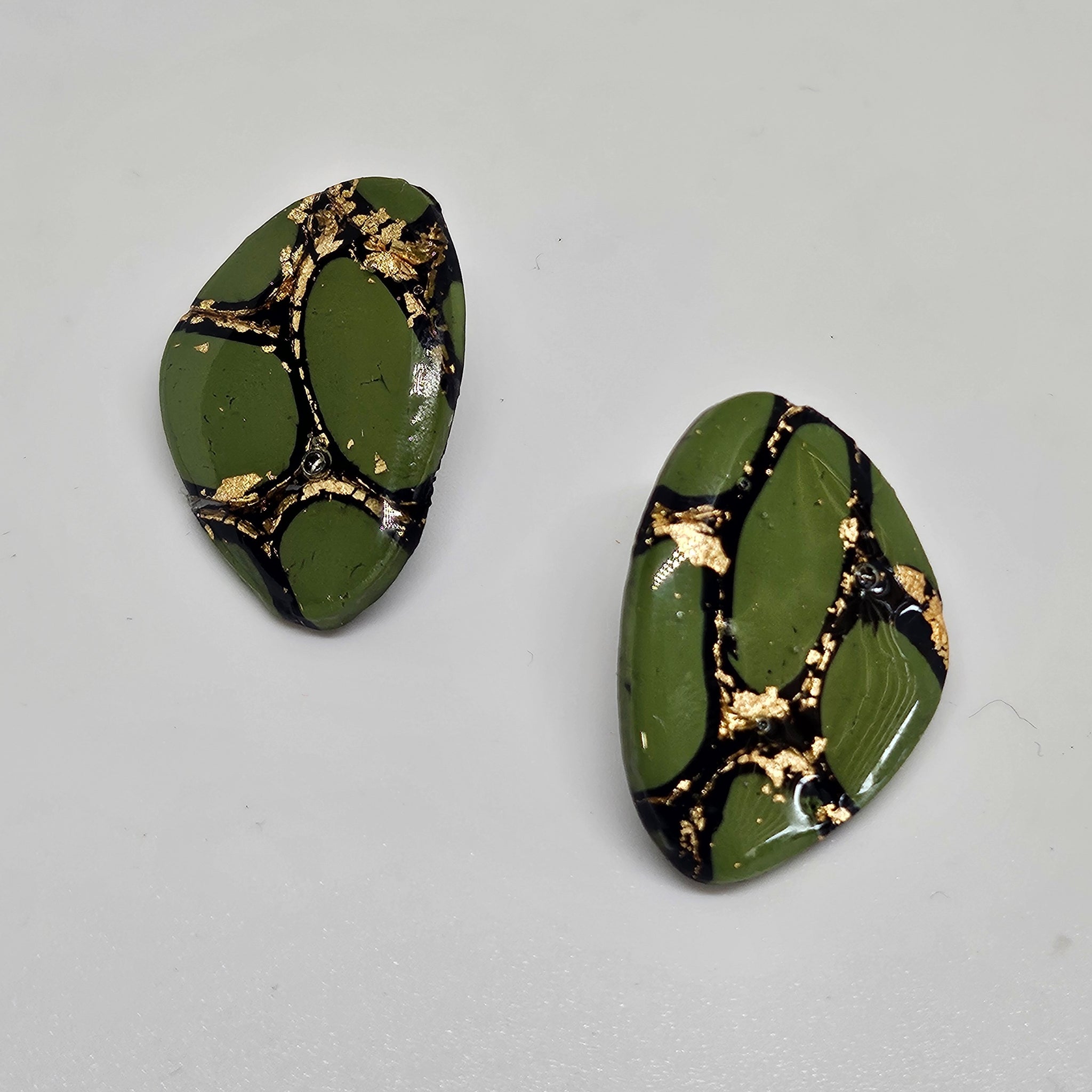 Green Black Glitter Studs