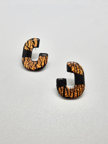 Black & Gold Textured Arch Polymer Clay Earrings